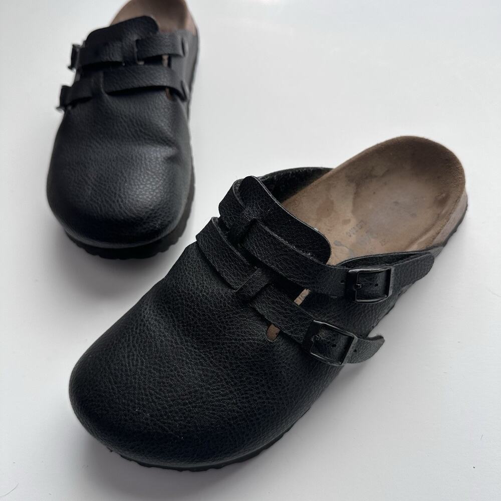 Birkenstock Black Textured Mules